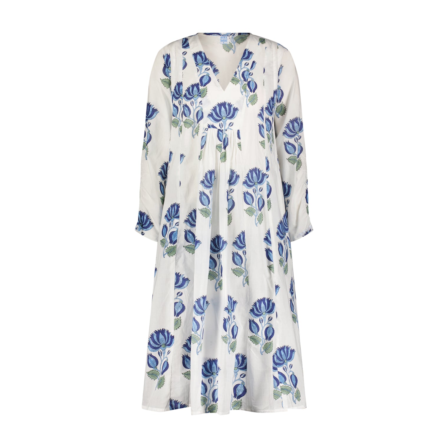 St Barth Women's Kaftan Blue Lotus Block Print