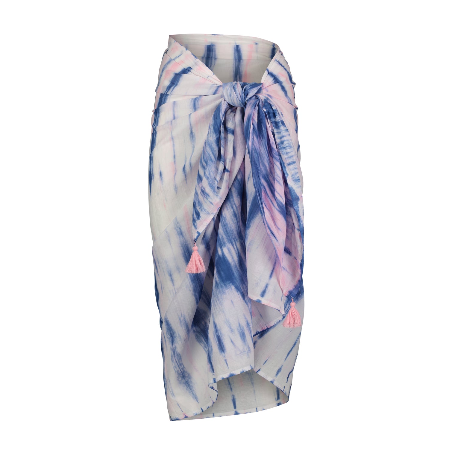 Cotton Saline Pareo Rose Blue Shibori