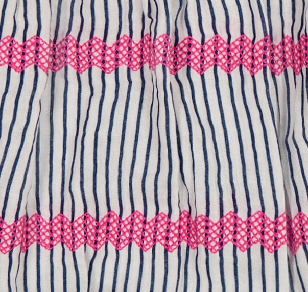 Zoe Baby Romper Marine Stripe Embroidery