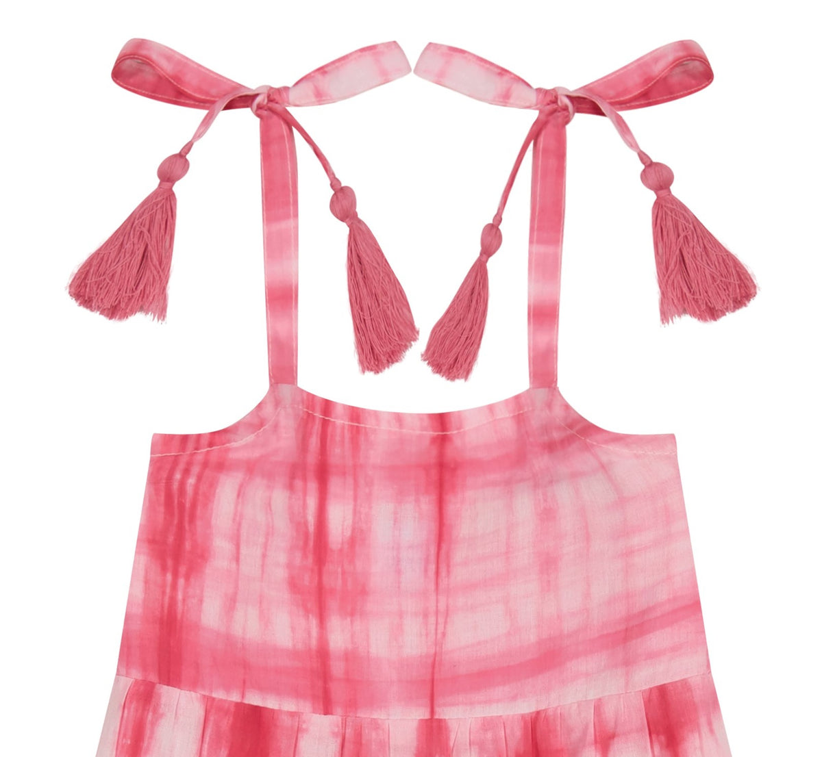 Mer St Barth Bella Girls' Shoulder Tie Sundress Hibiscus Shibori