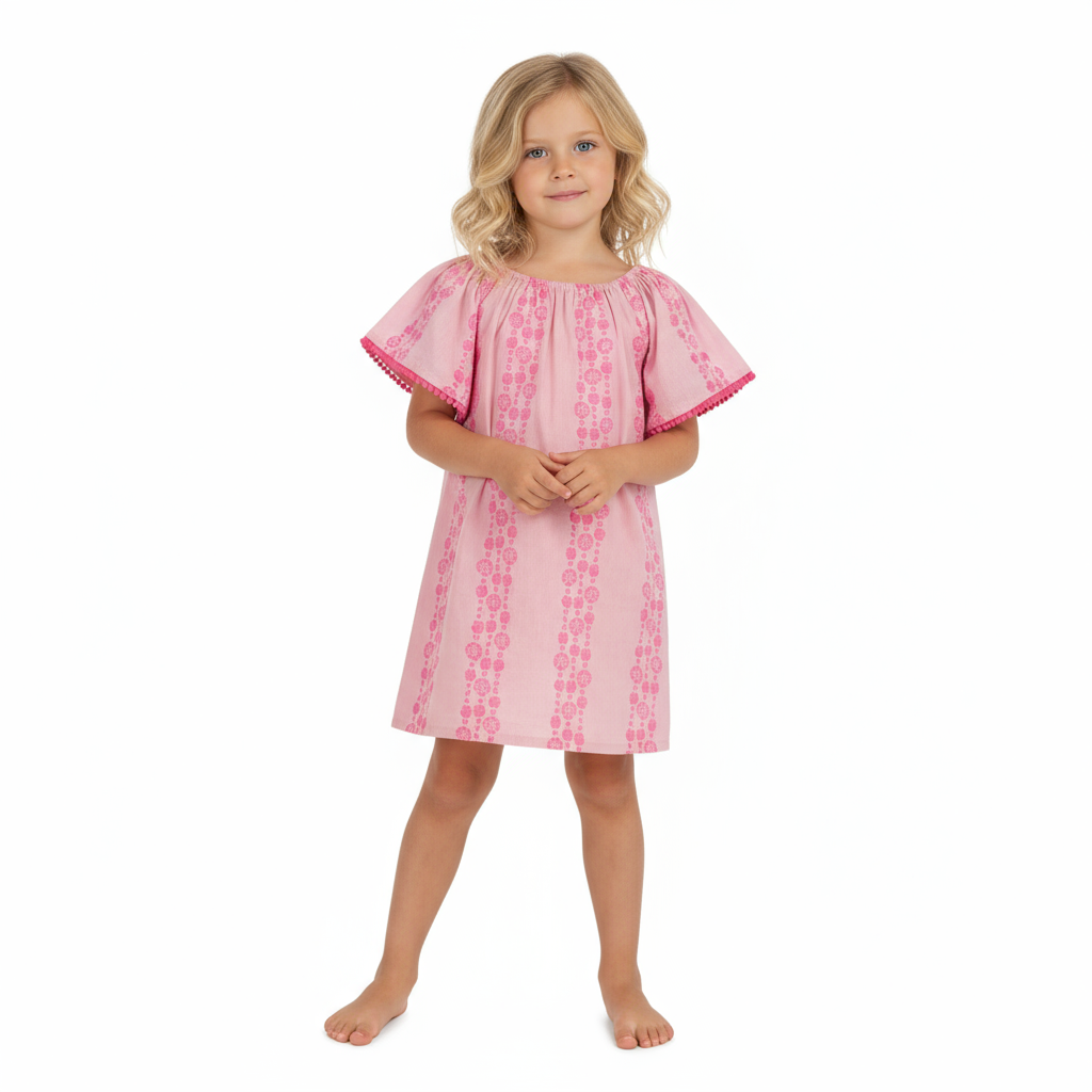 Mini Capucine Girls Caftan Pink Seashells
