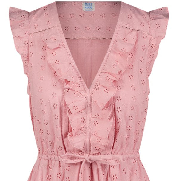 Mer St Barth Giselle Women's Maxi Dress Blush Pink Eyelet