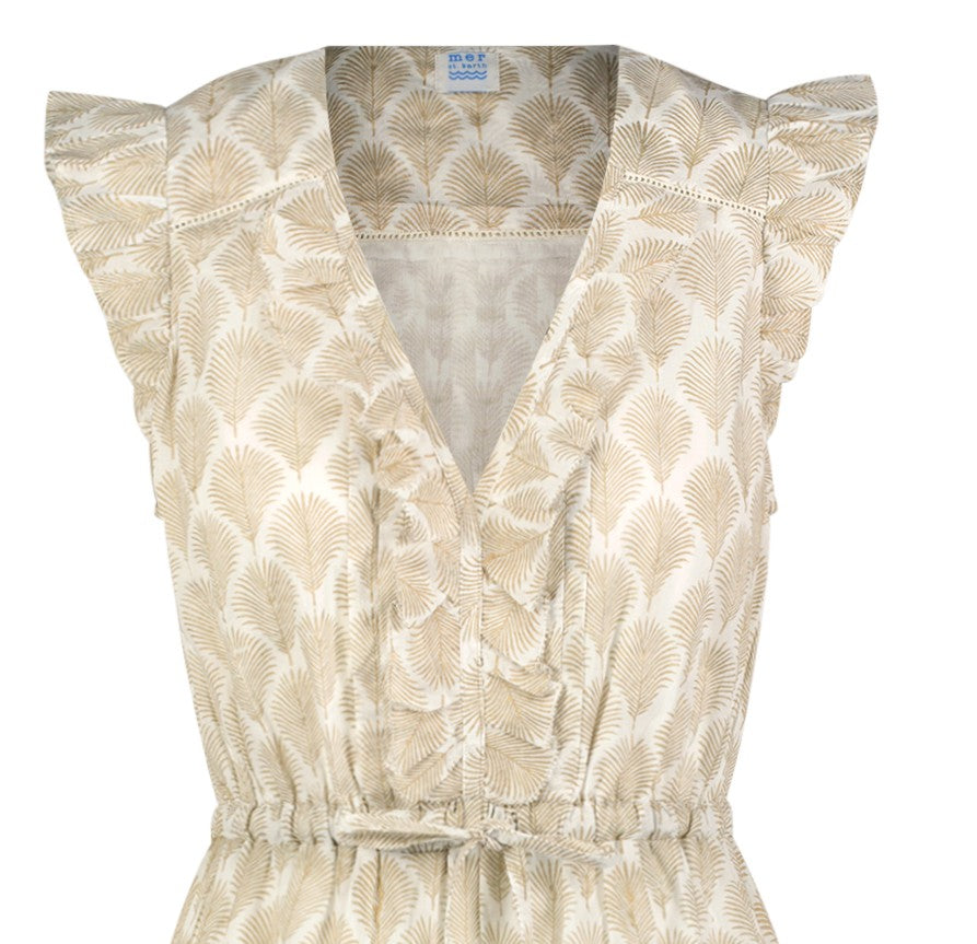 Mer St Barth Giselle Women's Mini Dress Gold Feather