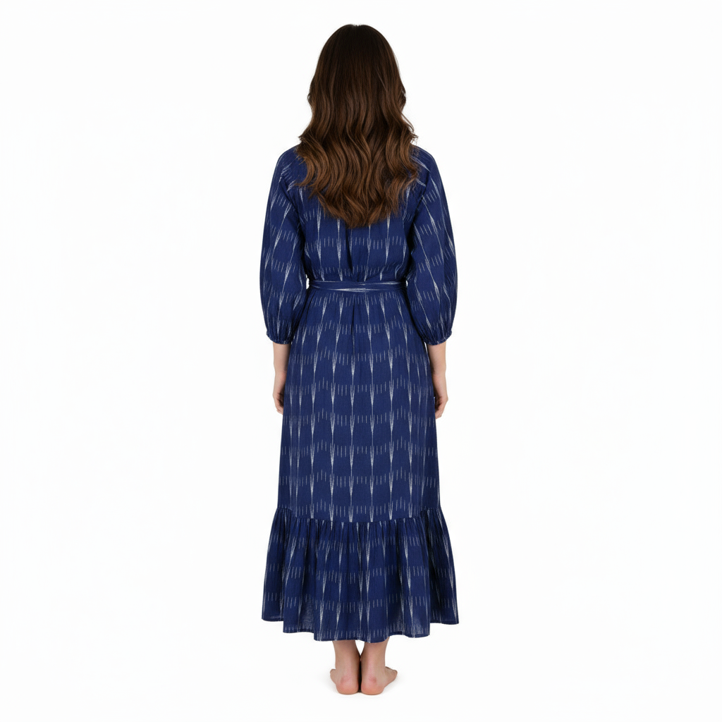 Mer St Barth Juliette Women's shirtdress Indigo Blue Ikat