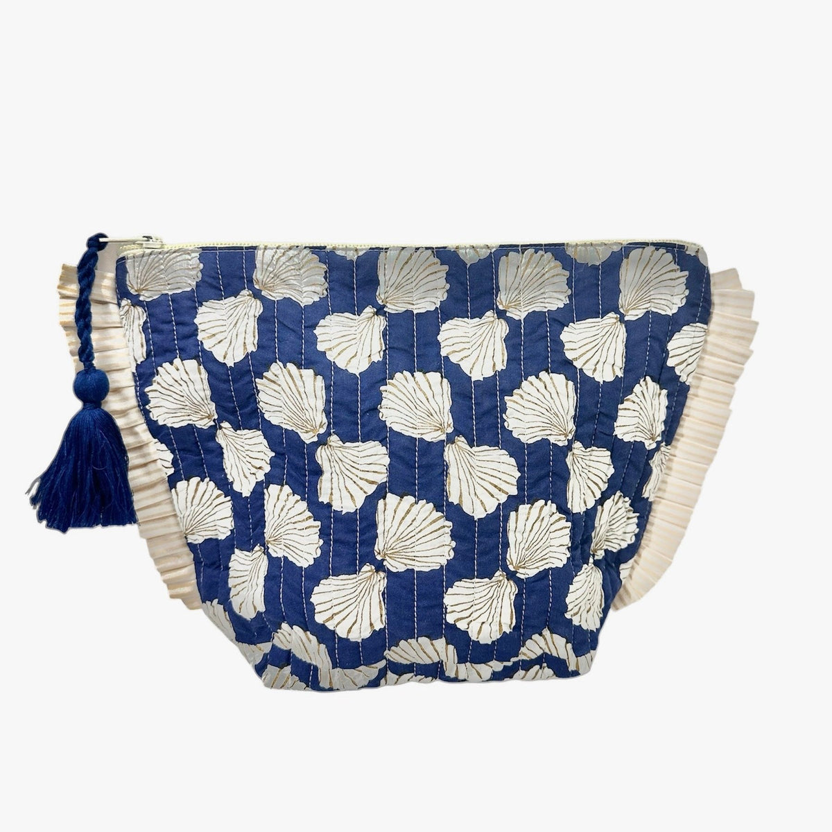 Mer St Barth La Plage Ruffle Pouch Shell Beach Navy