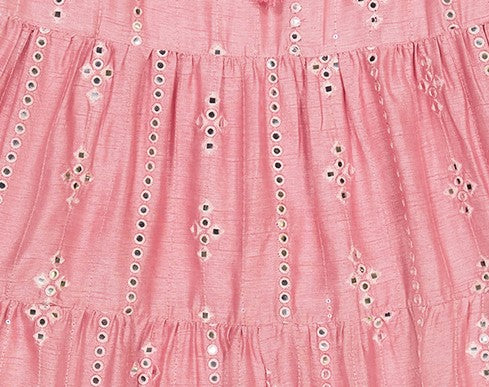 Mer St Barth Luxe Giselle Women's Maxi Dress Rose Silk Dupioni