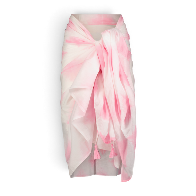 Mer St. Barth pink and white dip dye cotton pareo beach cover-up with tassel details
