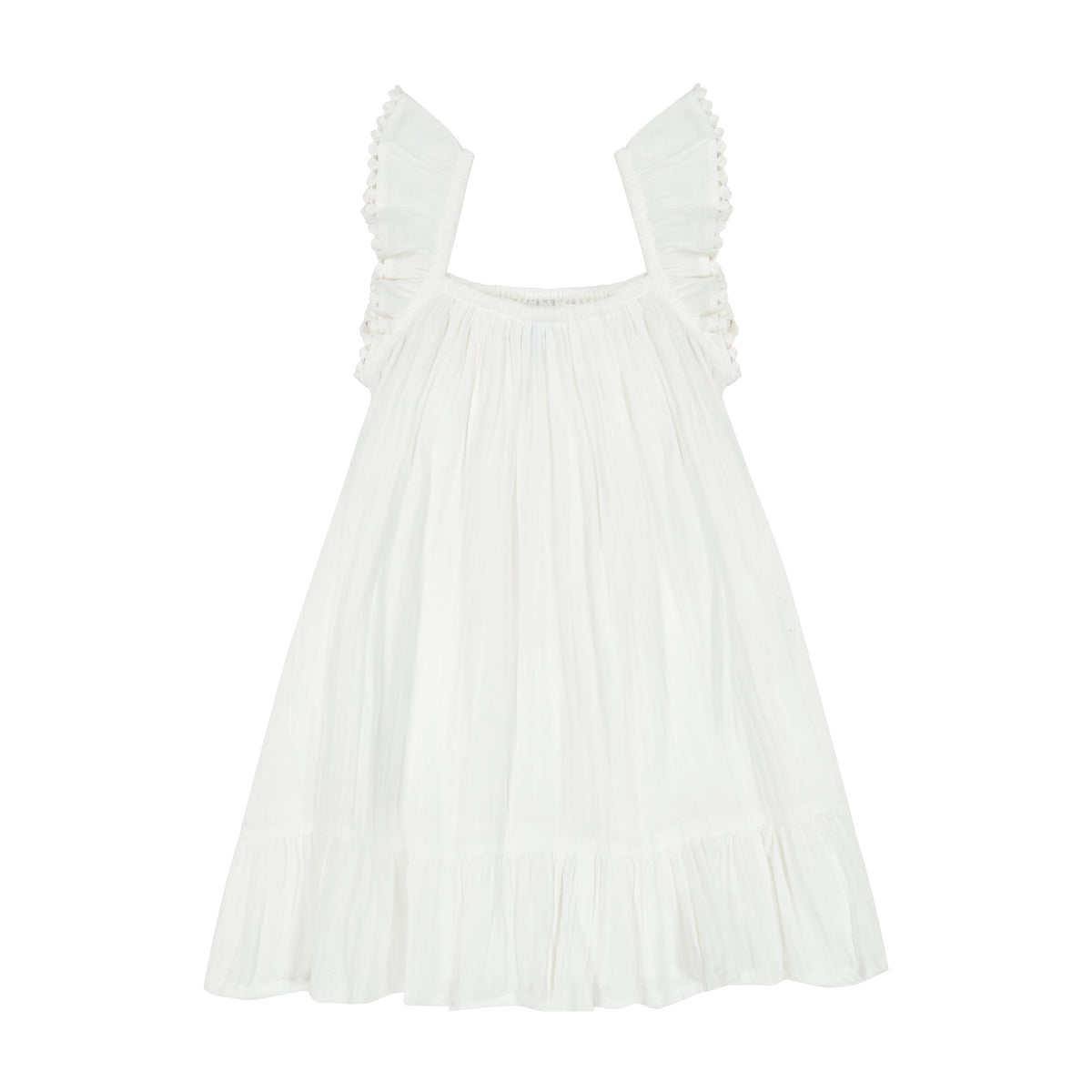Mer St Barth Mini Eva Girls' Ruffle Dress White