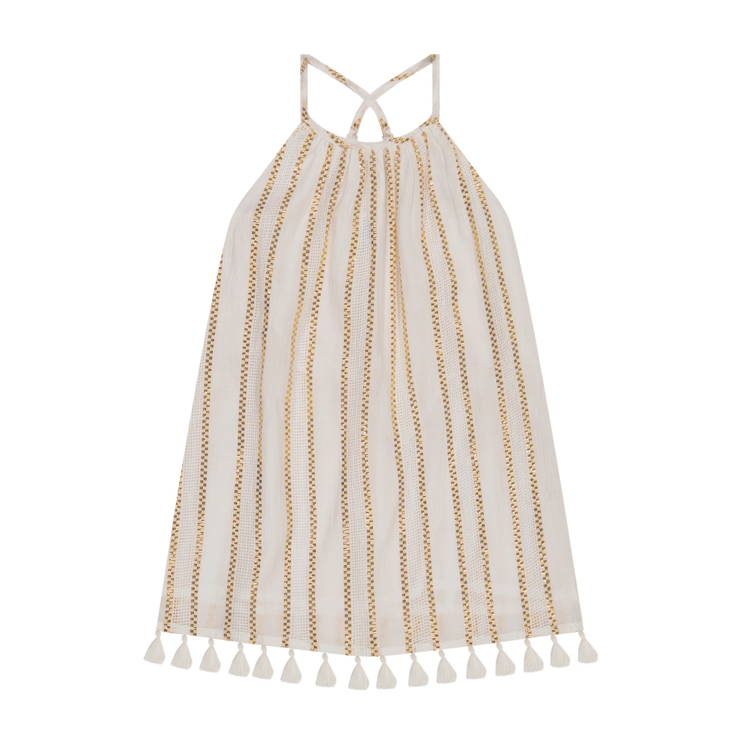 Mini Chantal Girl's Sundress Gold Lurex Stripe