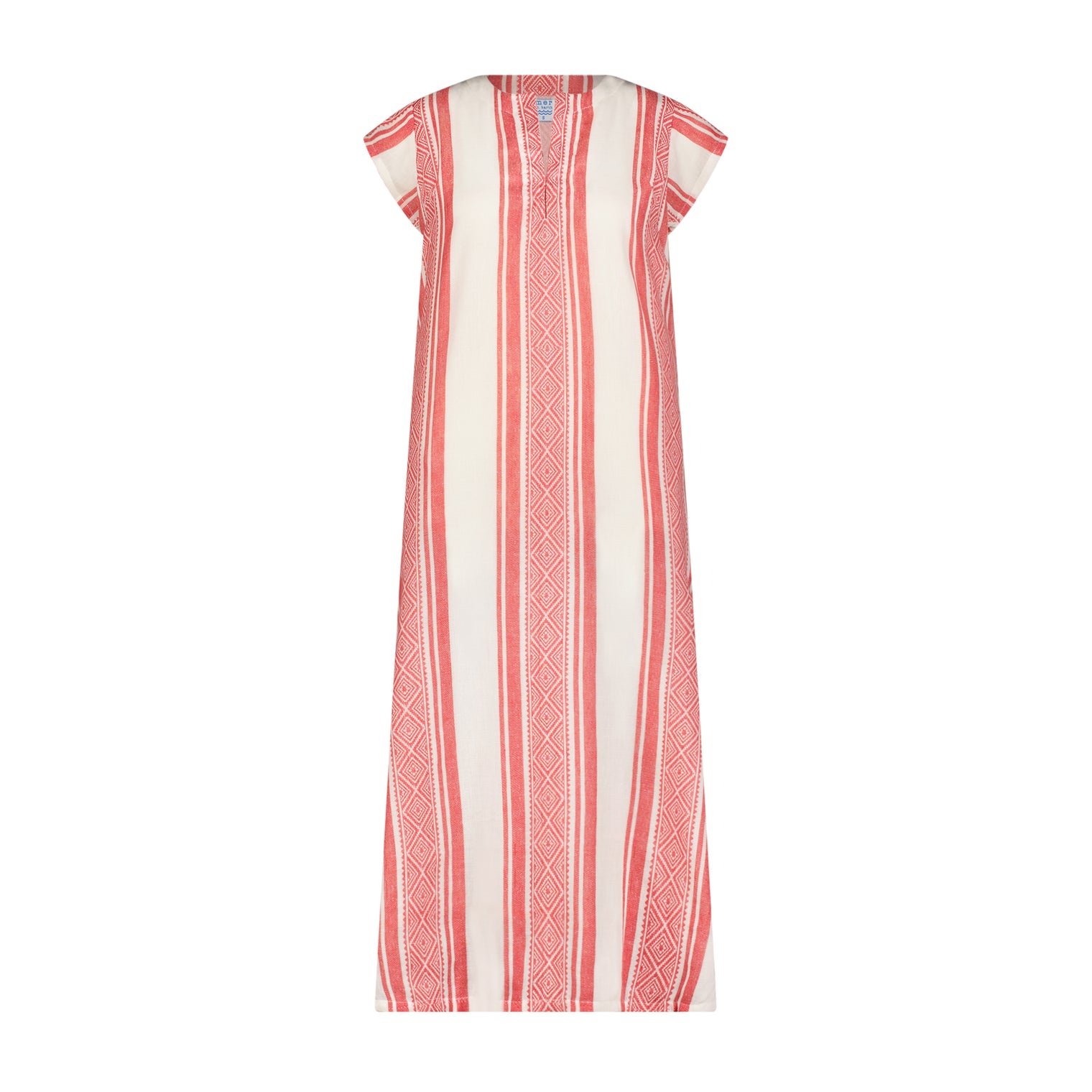 Noa Womens Maxi Kaftan Red Dobby Stripe