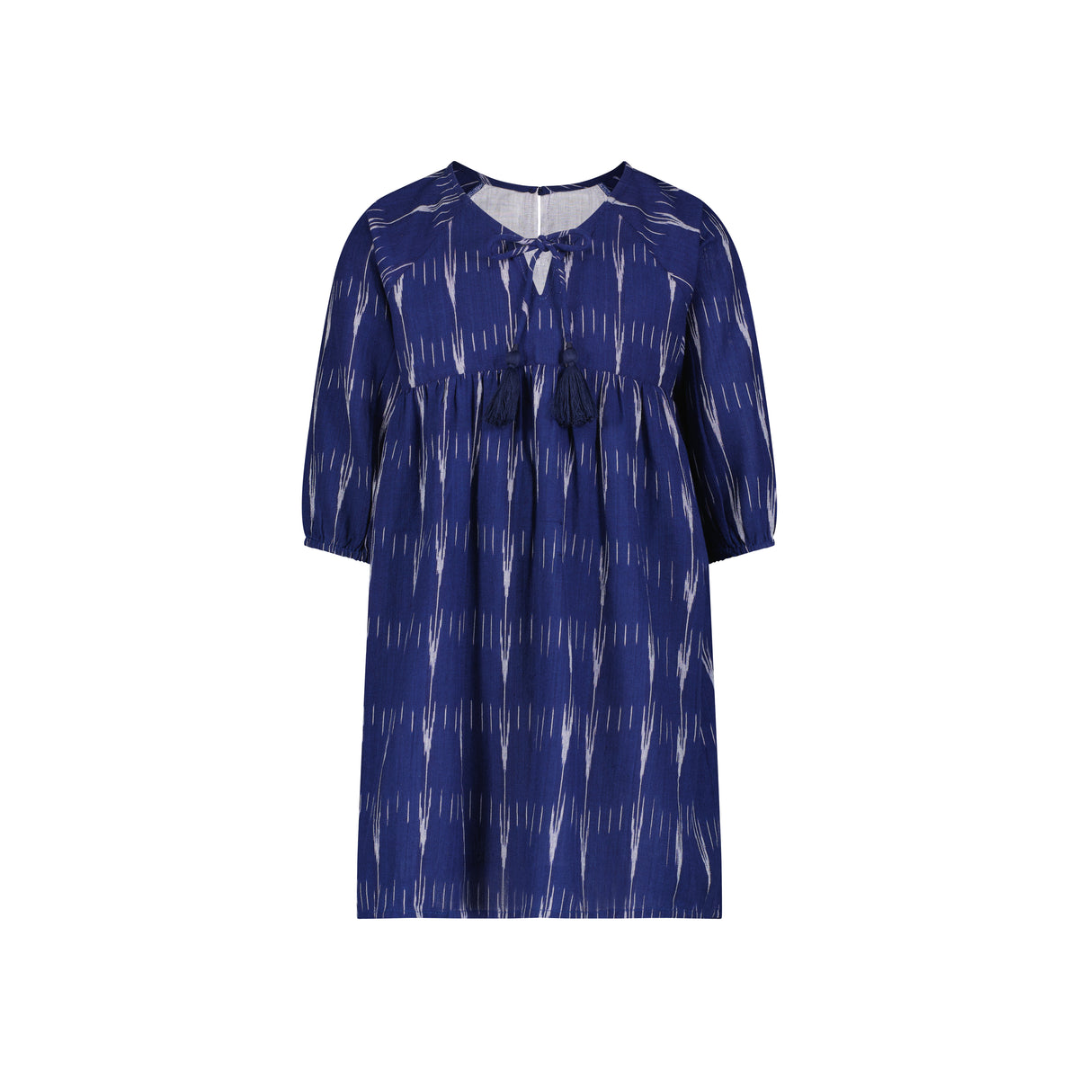 Mer St Barth Sara Girls' Popover Dress Indigo Ikat