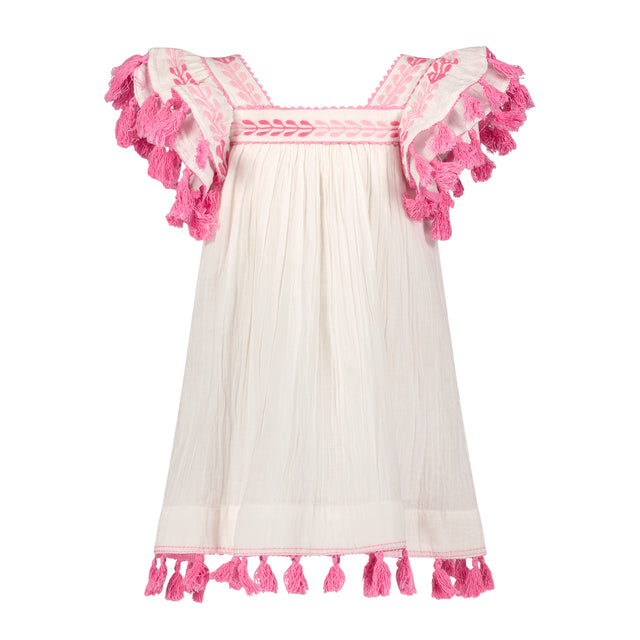 Mer St Barth Serena Girls' Tassel Dress Petal Embroidery
