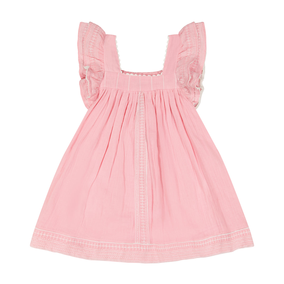 Mer St Barth Serena Girls' Tassel Dress Pink Embroidery