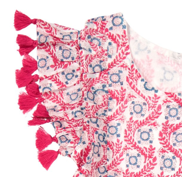 Mer St Barth Sophie Girls' Tassel Dress Jaipur Bloom