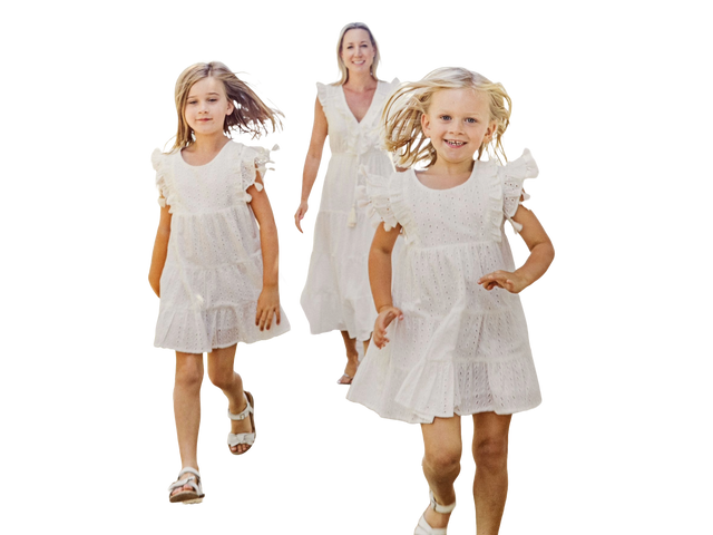 Mer St Barth Sophie Girls' Tassel Dress White Eyelet