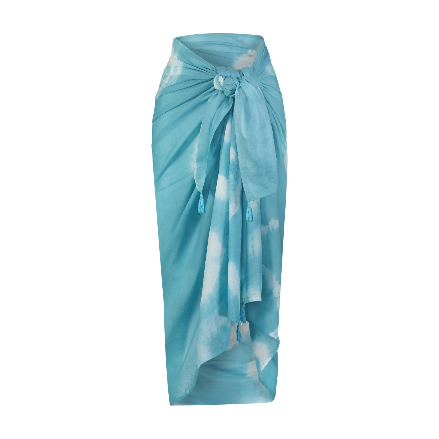 Cotton Saline Pareo Aqua Tie-Dye