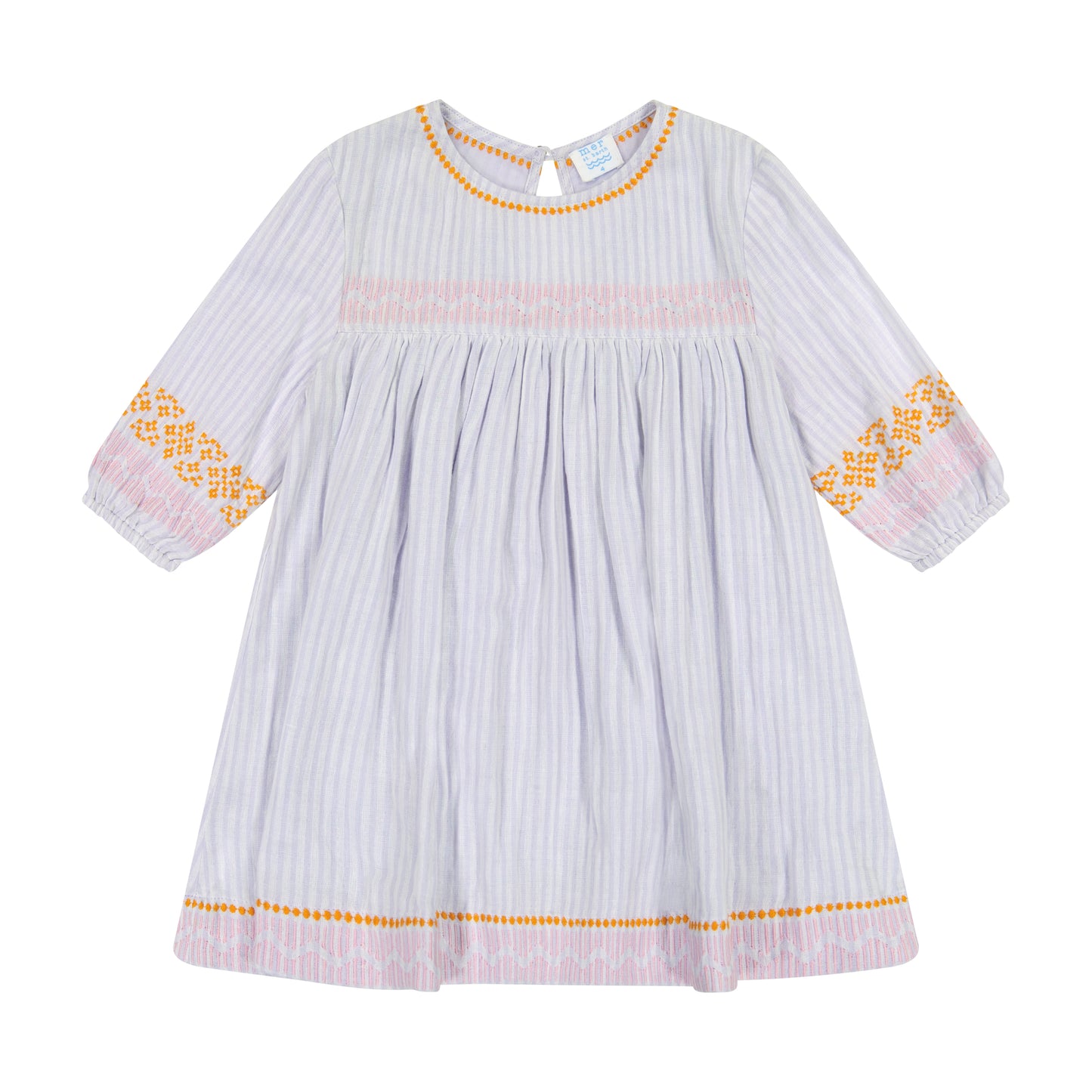 Ella Popover Dress Lavendar Stripe- final sale