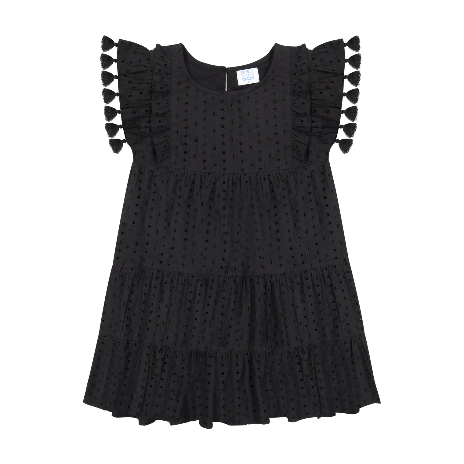 Sophie Girls Tassel Dress Black Eyelet