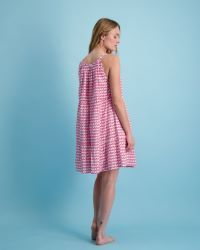 Sabine Women's Swing Sundress Red Aqua Ikat- final sale
