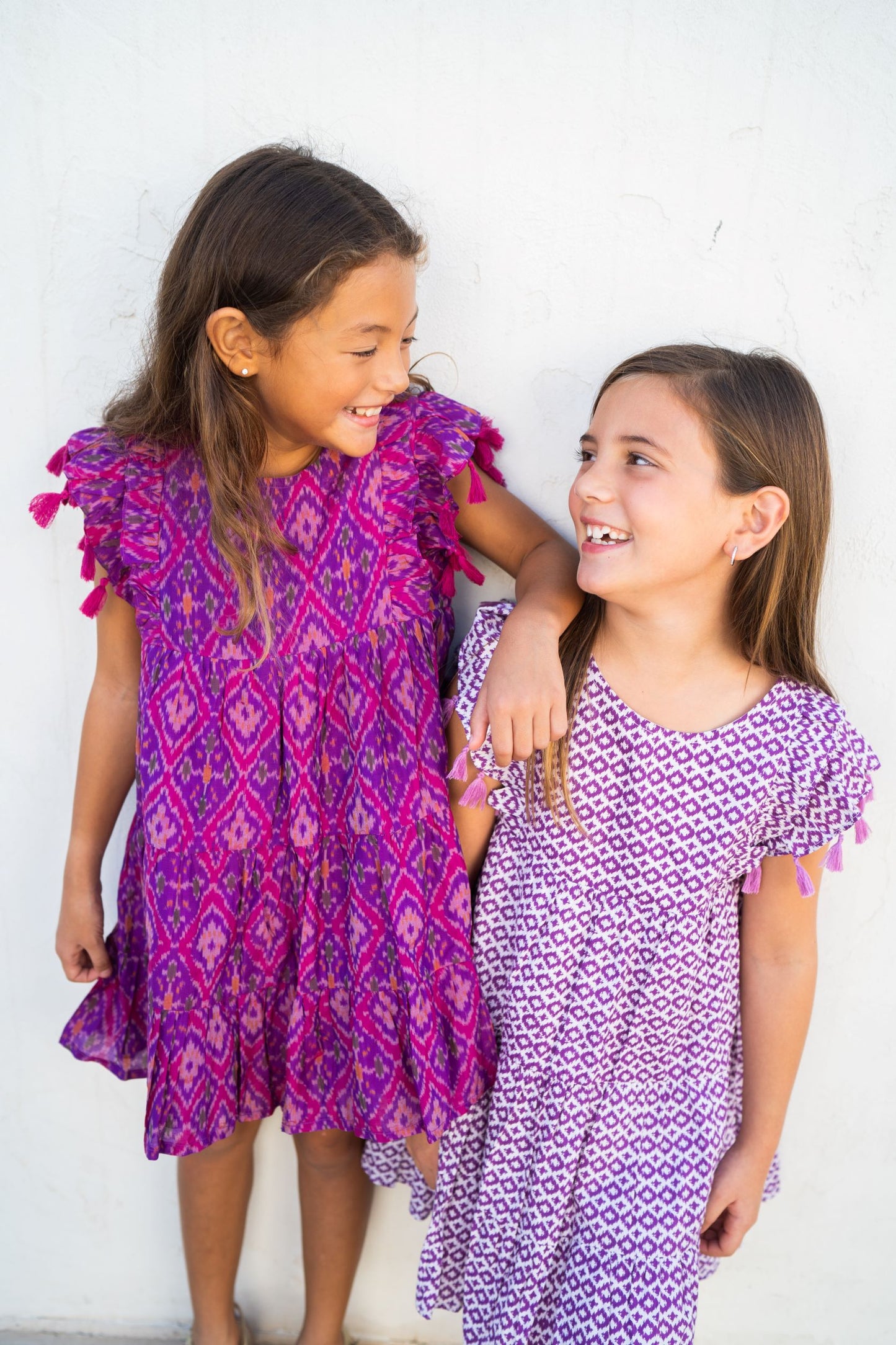 Sophie Girl's Tassel Dress Magenta Ikat