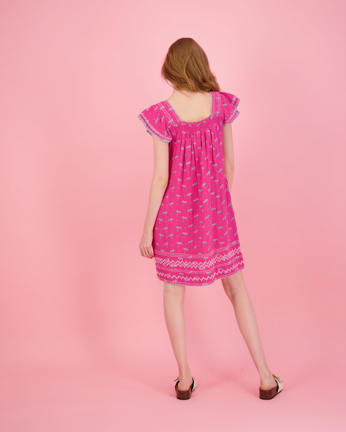 Sandrine Women's Dress Swaying Palm Pink - final sale