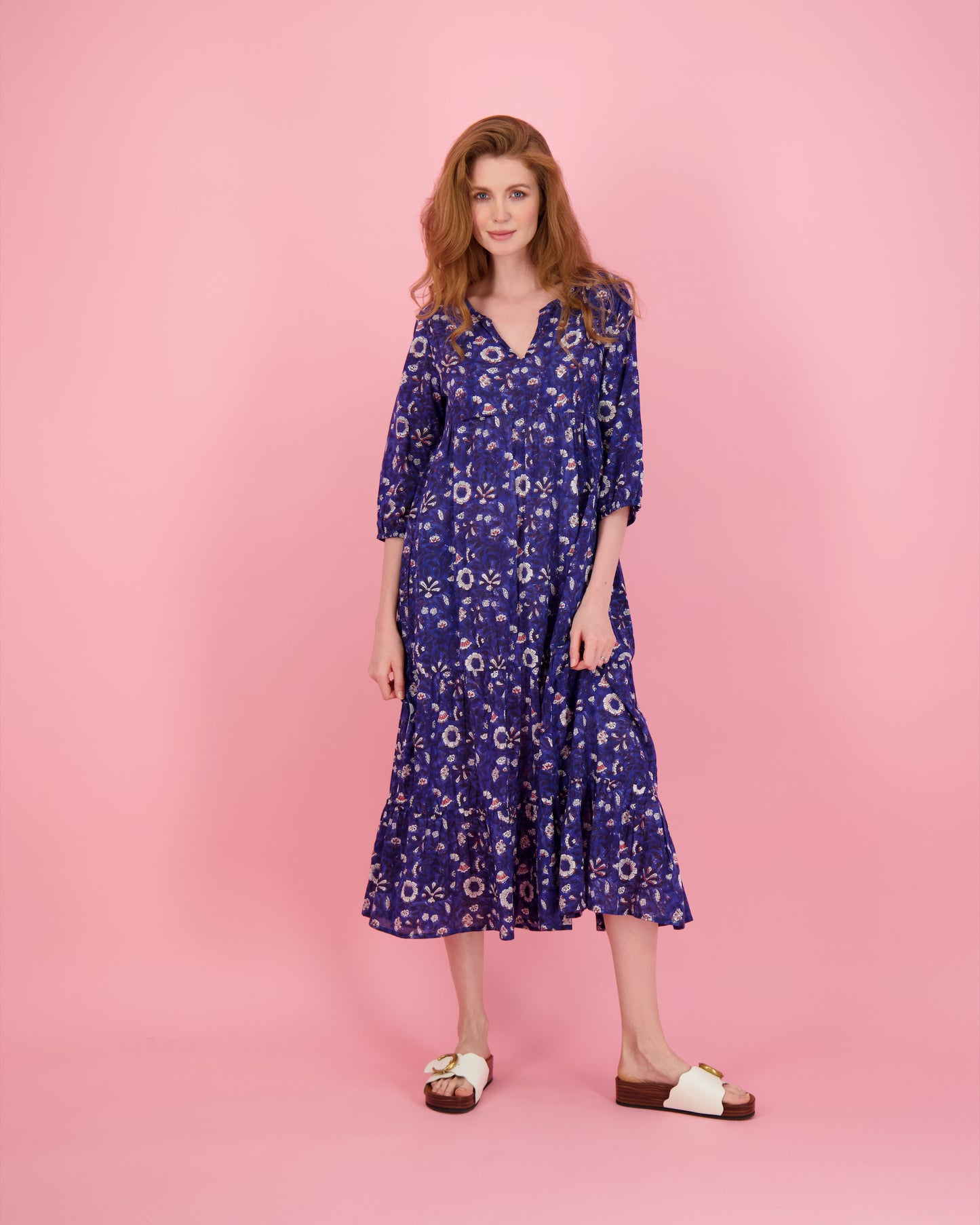 Talia Women's Maxi Dress Bagru Block Print - final sale
