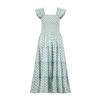 Mer St Barth Paloma Women's Maxi Dress Aqua Floral Block Print