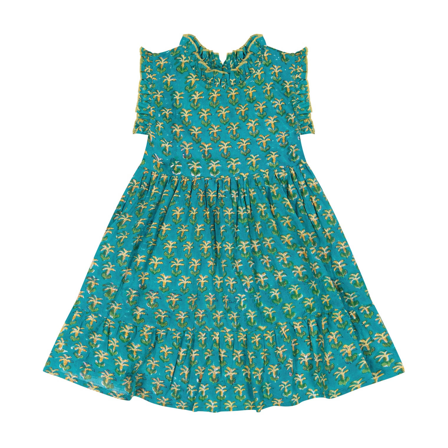 Ondine Ruffle Dress Green Palm