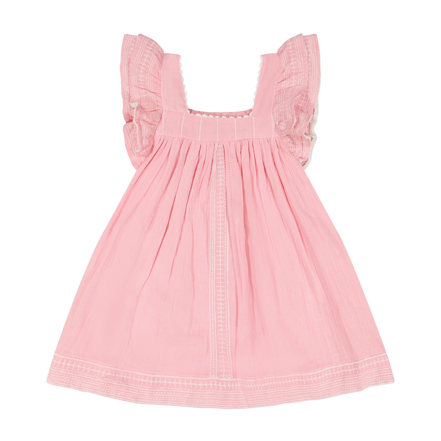 Serena Girls Tassel Dress Pink Embroidery