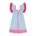 Mer St Barth Mini Sandrine Women's Dress Sky Embroidery