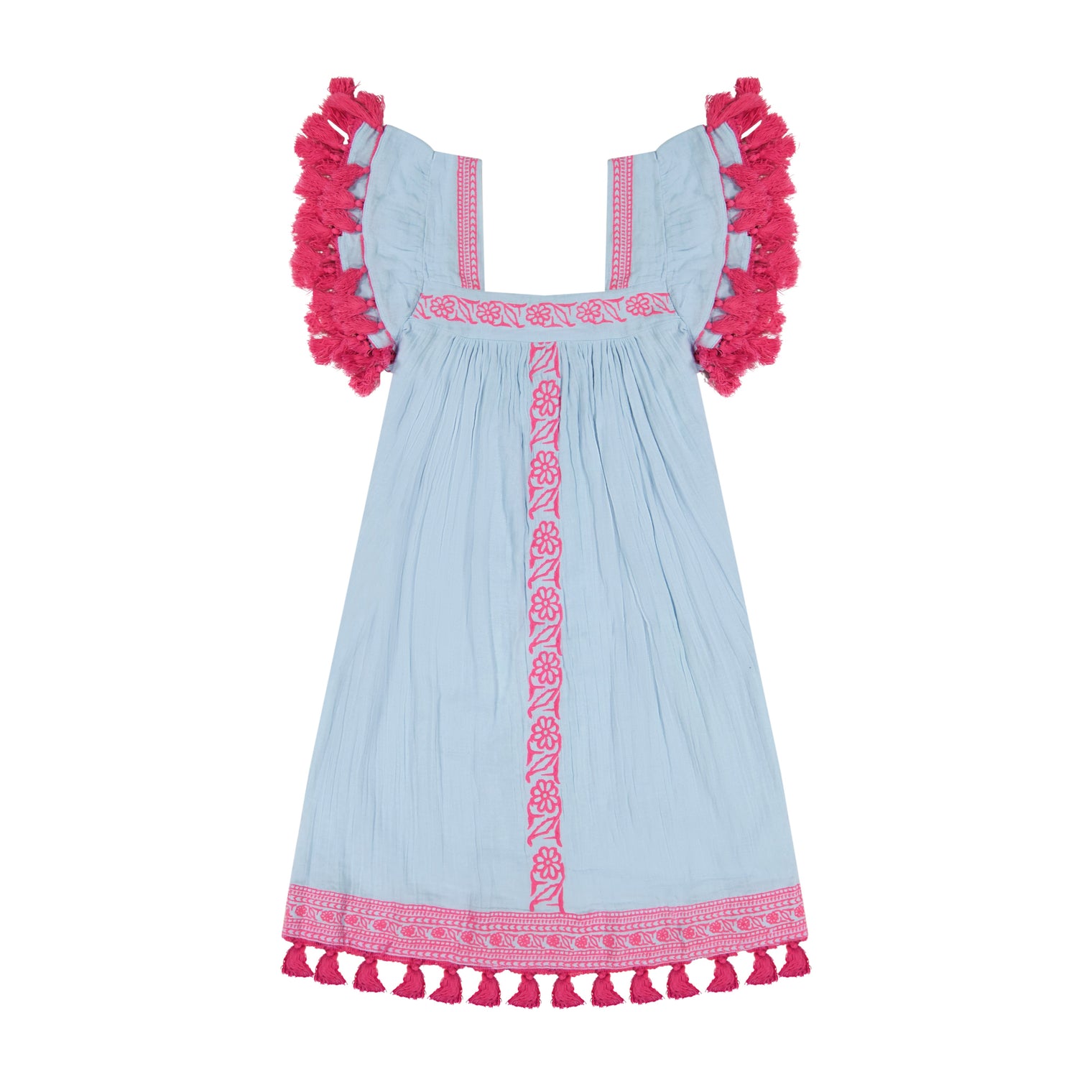 Mer St Barth Mini Sandrine Women's Dress Sky Embroidery