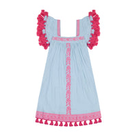 Mini Sandrine Womens Dress Sky Embroidery
