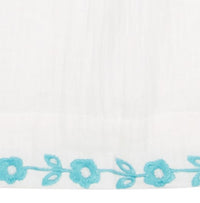 Serena Girls Tassel Dress Aqua Floral Embroidery