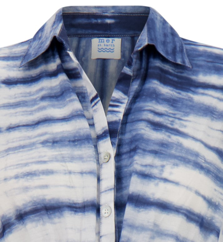 Anais Womens Shirtdress Navy Shibori