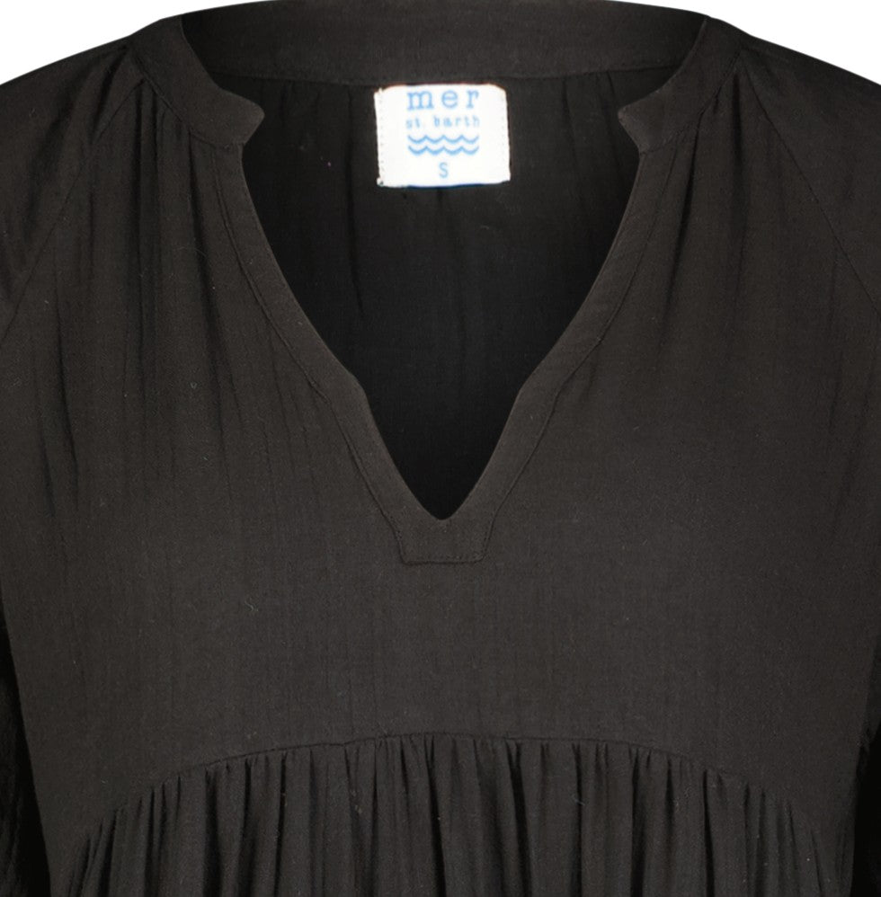 Martine Women's Popover Dress Black Cotton Gauze