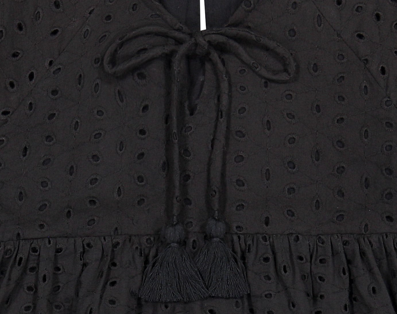 Sara Girl's Popover Dress Black Eyelet