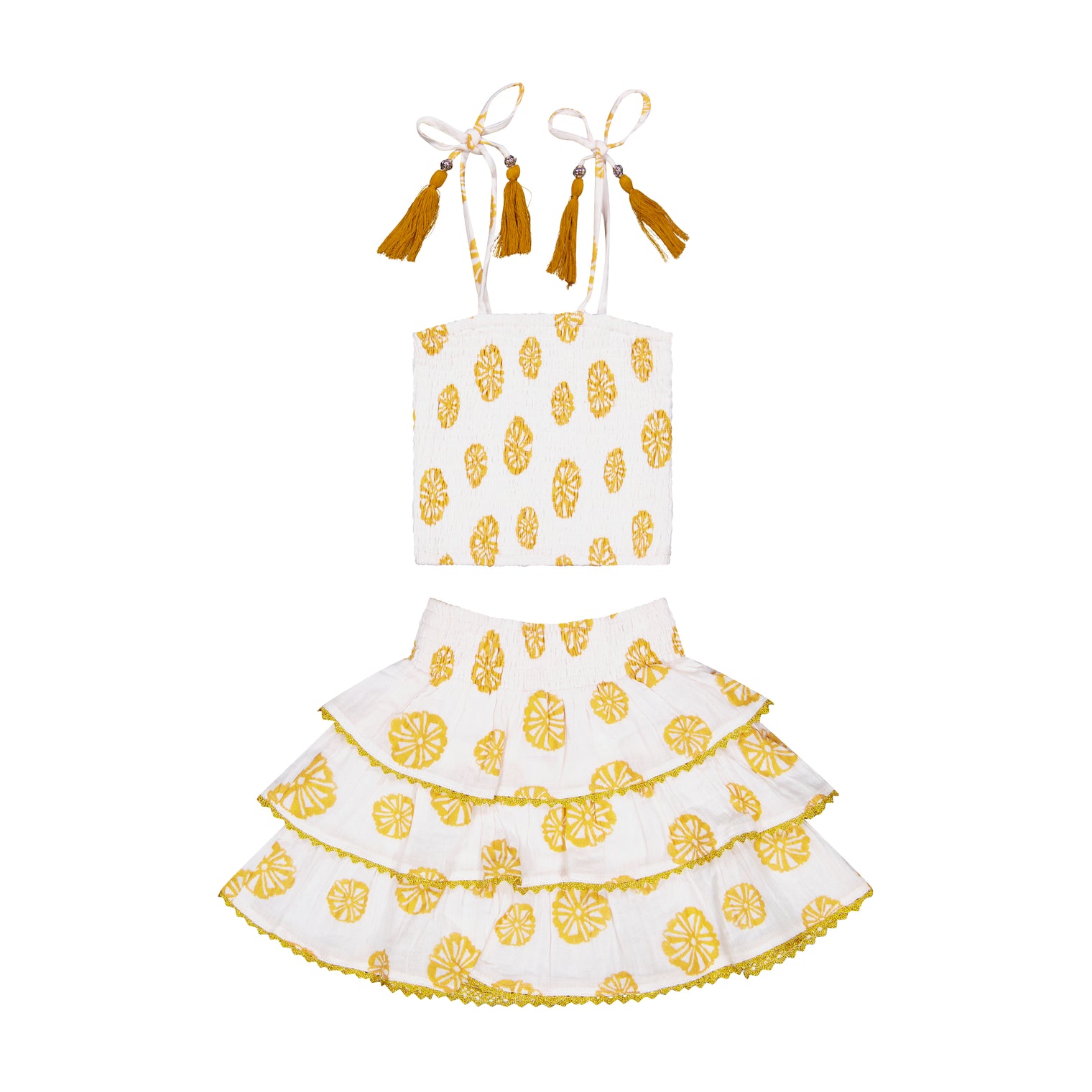 Louisa Girl's Top and Skirt White Sand Dollar