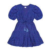 Florence Women's Mini Dress Cobalt Ikat