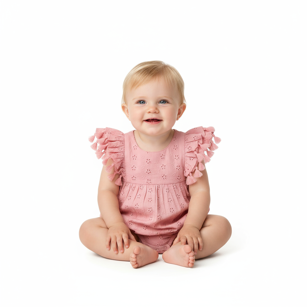 Anna Baby Romper Blush Pink Eyelet