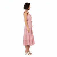 Giselle Womens Maxi Dress Blush Pink Eyelet