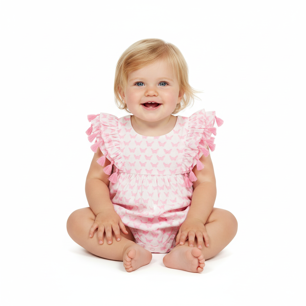 Anna Baby Romper Pink Butterfly