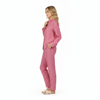 Clementine Womens Top & Pant Set Pink Palm
