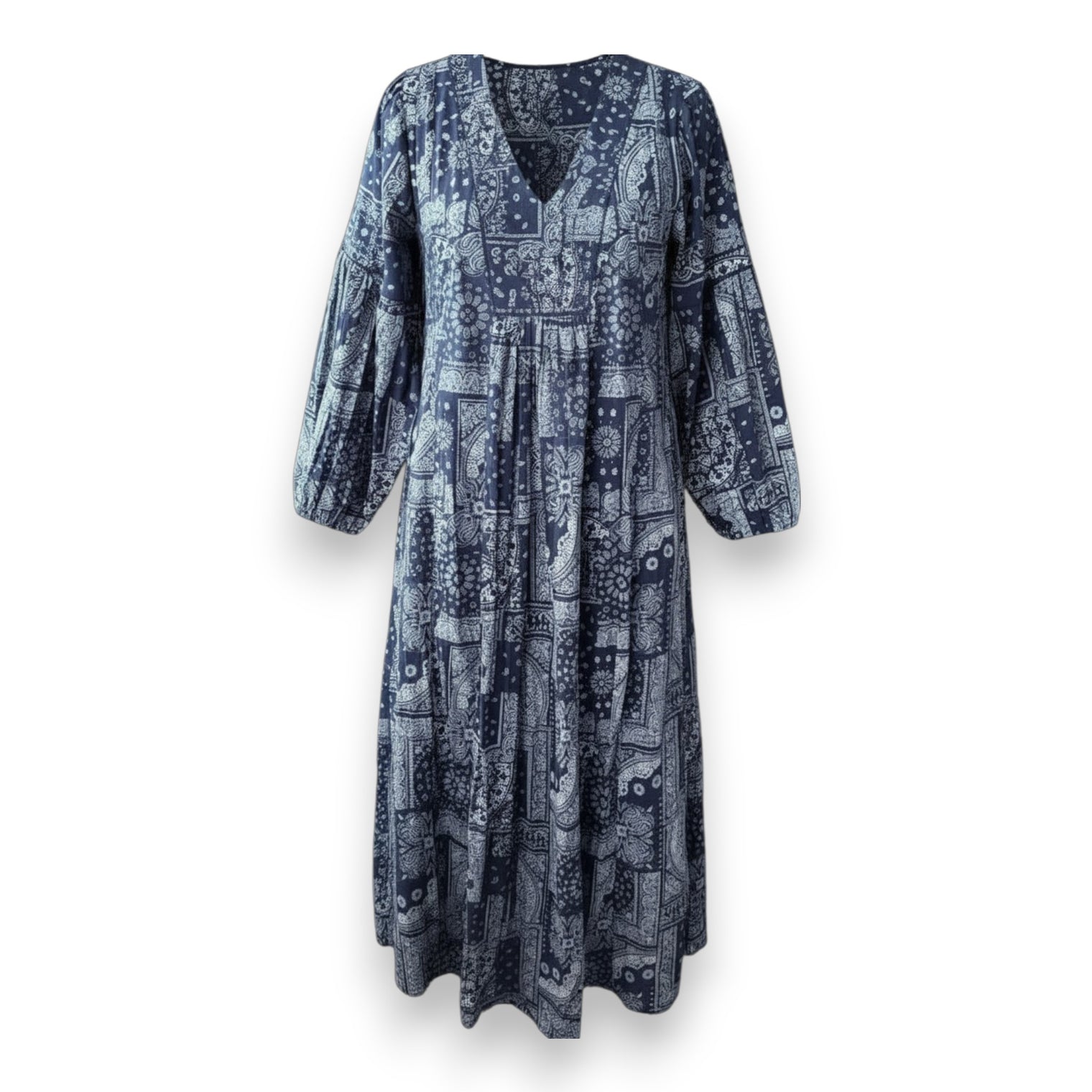 Pre-Order Amalie Women's Kaftan Patchwork Bandana Navy