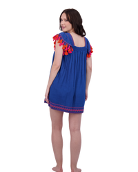 Mini Sandrine Women's Dress Classic Blue Embroidery