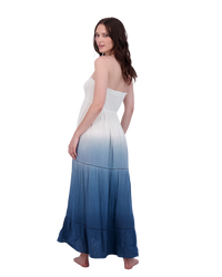 Fati Women's Strapless Maxi Dress Blue Ombre