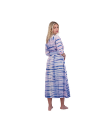 Anais Women's Button Front Shirtdress Rose Lapis Blue Shibori