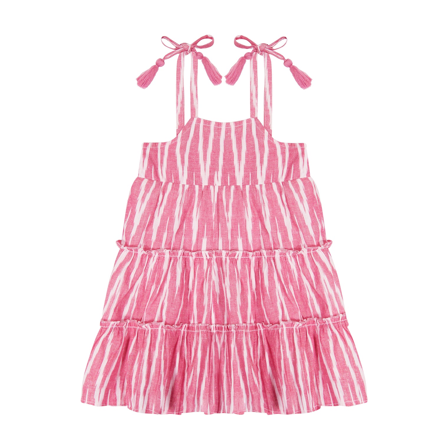 Bella Girl's Shoulder Tie Sundress Rose Ikat