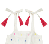 Bella Girl's Shoulder Tie Sundress Confetti Swiss Dot
