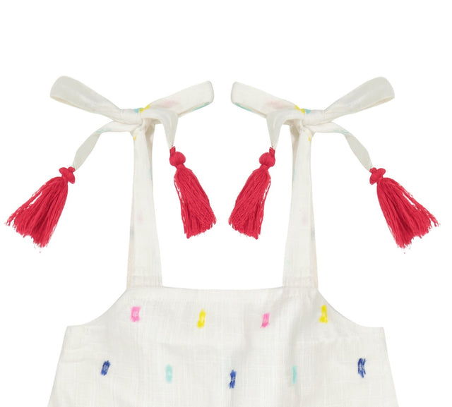 Bella Girl's Shoulder Tie Sundress Confetti Swiss Dot