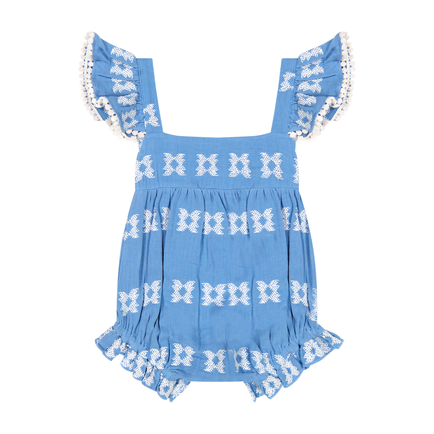Chloe baby romper sky white embroidery